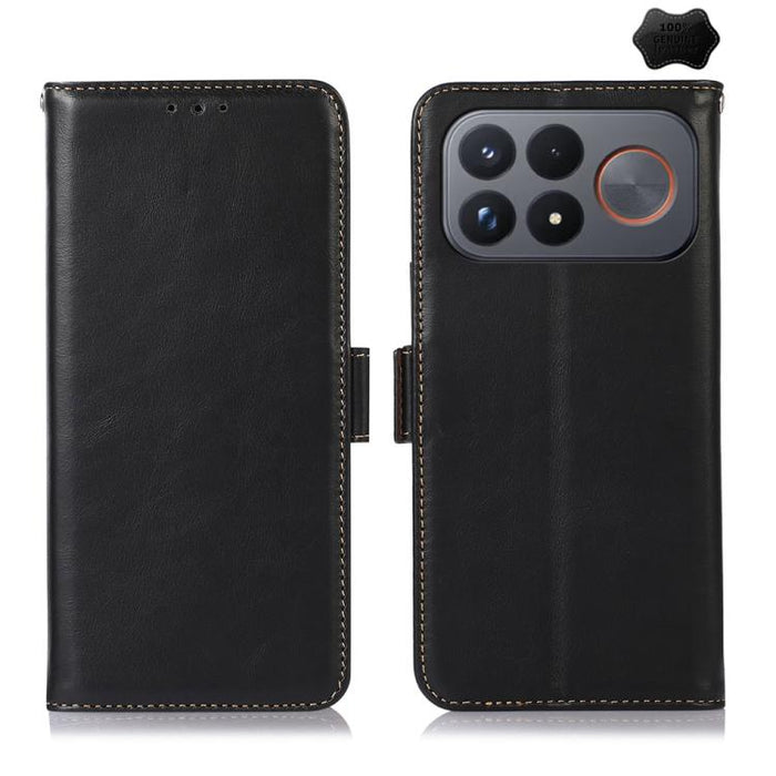 Funda para teléfono RFID de cuero genuino con textura de caballo loco magnético, For Redmi A7 Pro 171mm / Poco C85x 5G, For Redmi Turbo 5 Max / Poco X8 Pro Max, For Redmi Turbo 5 5G / Poco X8 Pro 5G, For Redmi Note 15 Pro+ 5G Global 163.3mm            ...