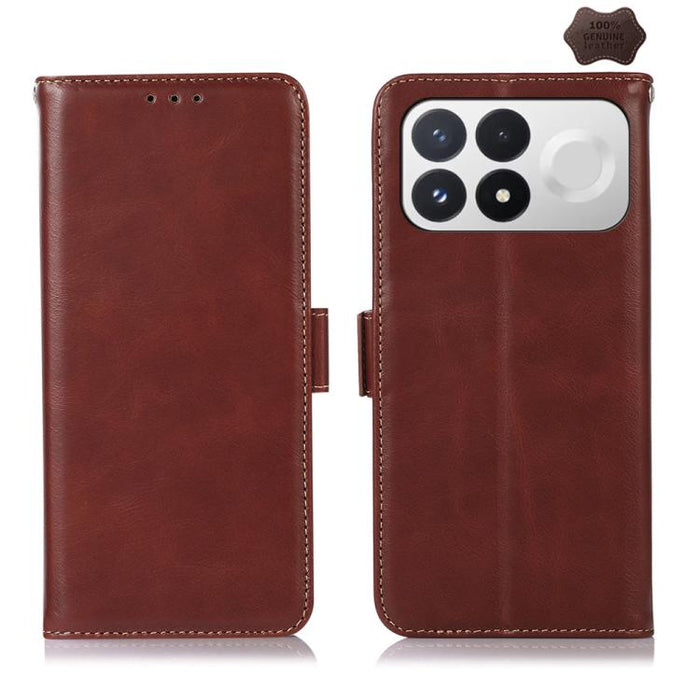 Funda para teléfono RFID de cuero genuino con textura de caballo loco magnético, For Redmi A7 Pro 171mm / Poco C85x 5G, For Redmi Turbo 5 Max / Poco X8 Pro Max, For Redmi Turbo 5 5G / Poco X8 Pro 5G, For Redmi Note 15 Pro+ 5G Global 163.3mm            ...