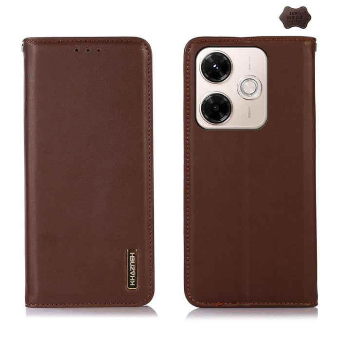 Funda para teléfono con capa superior de piel de vaca Nappa de KHAZNEH, For Redmi A7 Pro 171mm / Poco C85x 5G, For Redmi Turbo 5 Max / Poco X8 Pro Max, For Redmi Turbo 5 5G / Poco X8 Pro 5G, For Redmi Note 15 Pro+ 5G Global 163.3mm                     ...