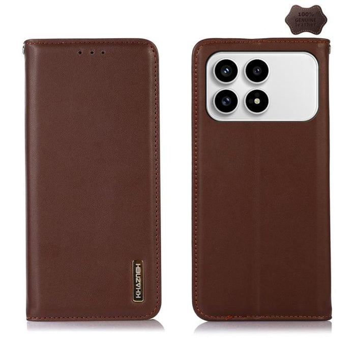 Funda para teléfono con capa superior de piel de vaca Nappa de KHAZNEH, For Redmi A7 Pro 171mm / Poco C85x 5G, For Redmi Turbo 5 Max / Poco X8 Pro Max, For Redmi Turbo 5 5G / Poco X8 Pro 5G, For Redmi Note 15 Pro+ 5G Global 163.3mm                     ...
