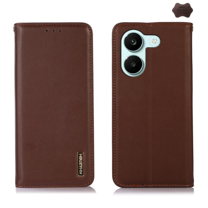Funda para teléfono con capa superior de piel de vaca Nappa de KHAZNEH, For Redmi A7 Pro 171mm / Poco C85x 5G, For Redmi Turbo 5 Max / Poco X8 Pro Max, For Redmi Turbo 5 5G / Poco X8 Pro 5G, For Redmi Note 15 Pro+ 5G Global 163.3mm                     ...