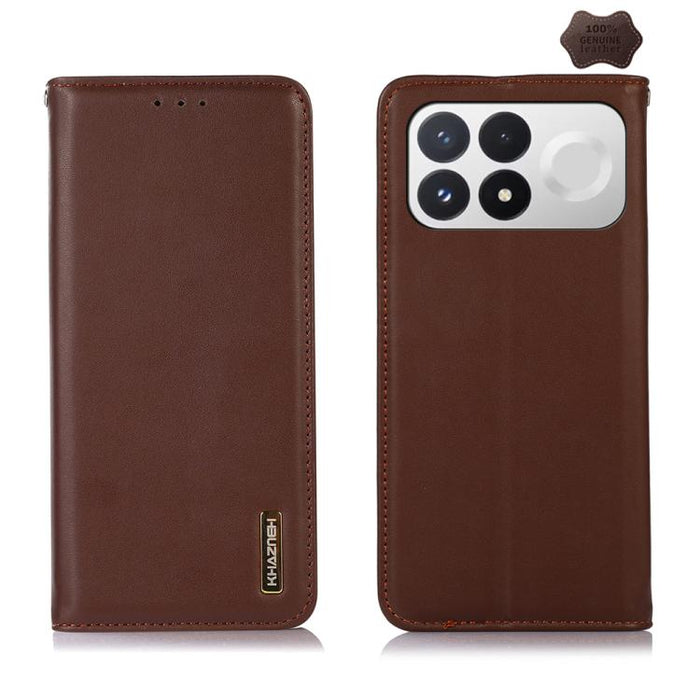 Funda para teléfono con capa superior de piel de vaca Nappa de KHAZNEH, For Redmi A7 Pro 171mm / Poco C85x 5G, For Redmi Turbo 5 Max / Poco X8 Pro Max, For Redmi Turbo 5 5G / Poco X8 Pro 5G, For Redmi Note 15 Pro+ 5G Global 163.3mm                     ...