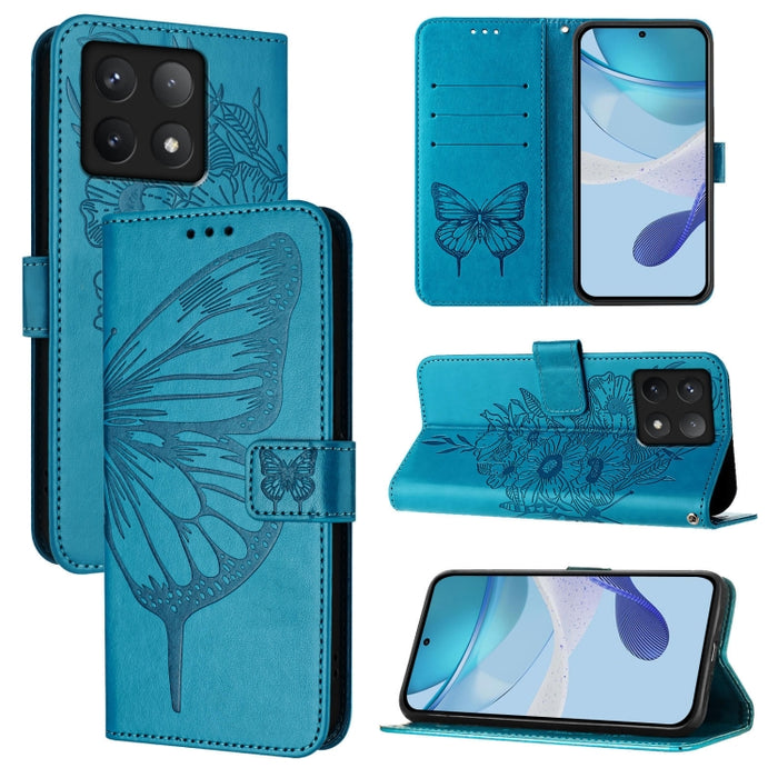 Funda de cuero para teléfono con diseño de mariposa en relieve, For Xiaomi 14T Pro, For Xiaomi 14T