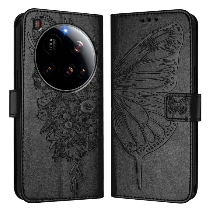 Funda de cuero para teléfono con diseño de mariposa en relieve, For Xiaomi 14T Pro, For Xiaomi 14T