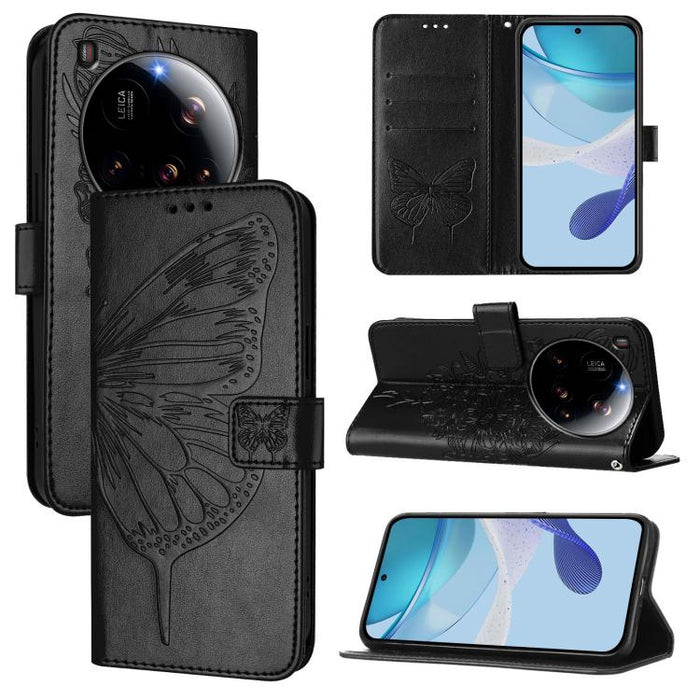Funda de cuero para teléfono con diseño de mariposa en relieve, For Xiaomi 14T Pro, For Xiaomi 14T