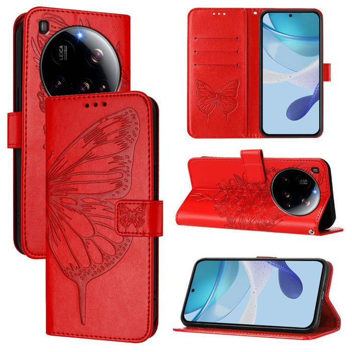 Funda de cuero para teléfono con diseño de mariposa en relieve, For Xiaomi 14T Pro, For Xiaomi 14T