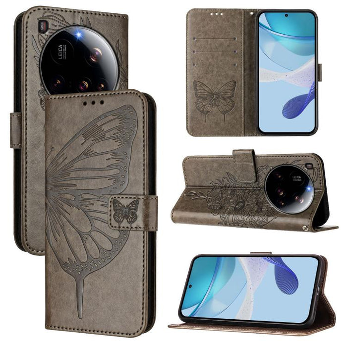 Funda de cuero para teléfono con diseño de mariposa en relieve, For Xiaomi 14T Pro, For Xiaomi 14T