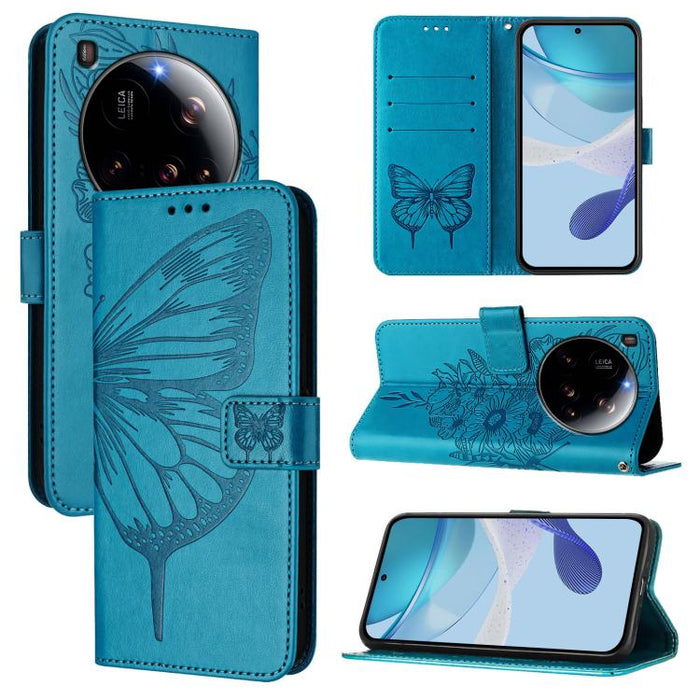 Funda de cuero para teléfono con diseño de mariposa en relieve, For Xiaomi 14T Pro, For Xiaomi 14T