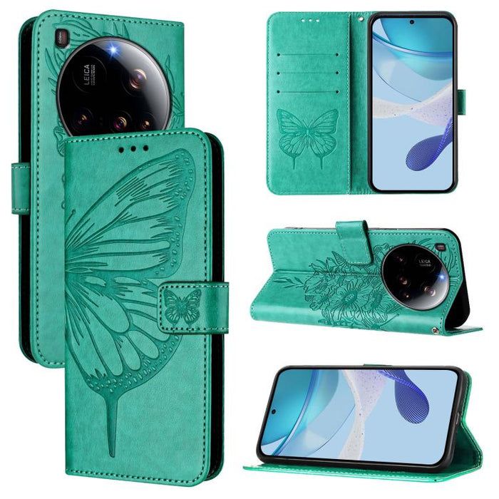Funda de cuero para teléfono con diseño de mariposa en relieve, For Xiaomi 14T Pro, For Xiaomi 14T