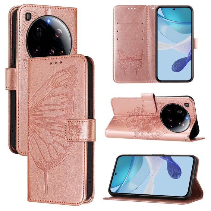 Funda de cuero para teléfono con diseño de mariposa en relieve, For Xiaomi 14T Pro, For Xiaomi 14T