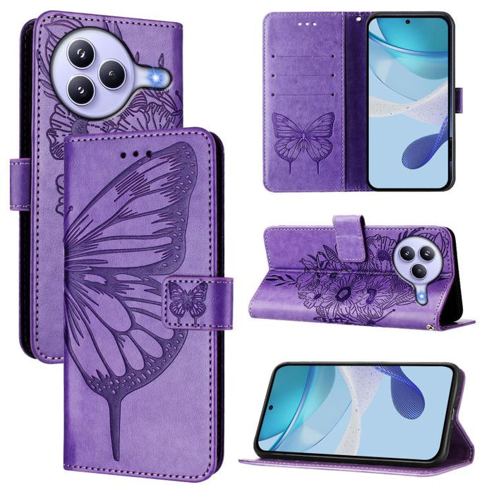 Funda de cuero para teléfono con diseño de mariposa en relieve, For Xiaomi 17 Max 5G, For Xiaomi 17T Pro 5G, For Xiaomi Poco M7 4G 169mm, For Xiaomi 15T Pro 5G, For Xiaomi 15T 5G, For Xiaomi Civi 5 Pro 5G, For Xiaomi 15S Pro 5G                         ...