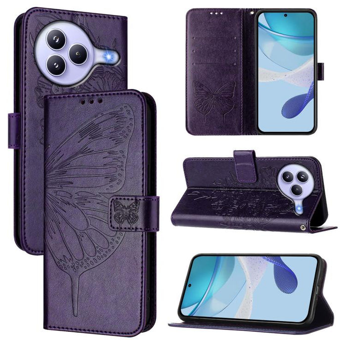 Funda de cuero para teléfono con diseño de mariposa en relieve, For Xiaomi 17 Max 5G, For Xiaomi 17T Pro 5G, For Xiaomi Poco M7 4G 169mm, For Xiaomi 15T Pro 5G, For Xiaomi 15T 5G, For Xiaomi Civi 5 Pro 5G, For Xiaomi 15S Pro 5G                         ...