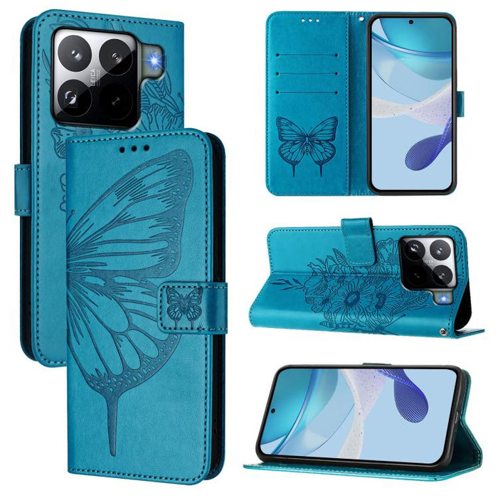 Funda de cuero para teléfono con diseño de mariposa en relieve, For Xiaomi 17 Max 5G, For Xiaomi 17T Pro 5G, For Xiaomi Poco M7 4G 169mm, For Xiaomi 15T Pro 5G, For Xiaomi 15T 5G, For Xiaomi Civi 5 Pro 5G, For Xiaomi 15S Pro 5G                         ...