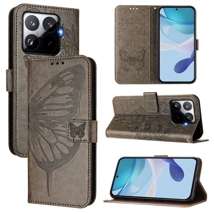 Funda de cuero para teléfono con diseño de mariposa en relieve, For Xiaomi 17 Max 5G, For Xiaomi 17T Pro 5G, For Xiaomi Poco M7 4G 169mm, For Xiaomi 15T Pro 5G, For Xiaomi 15T 5G, For Xiaomi Civi 5 Pro 5G, For Xiaomi 15S Pro 5G                         ...