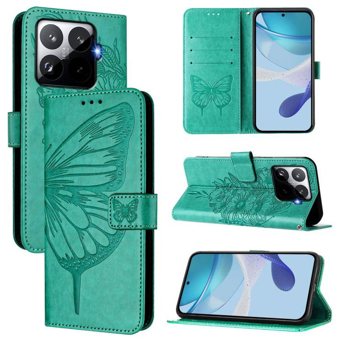 Funda de cuero para teléfono con diseño de mariposa en relieve, For Xiaomi 17 Max 5G, For Xiaomi 17T Pro 5G, For Xiaomi Poco M7 4G 169mm, For Xiaomi 15T Pro 5G, For Xiaomi 15T 5G, For Xiaomi Civi 5 Pro 5G, For Xiaomi 15S Pro 5G                         ...