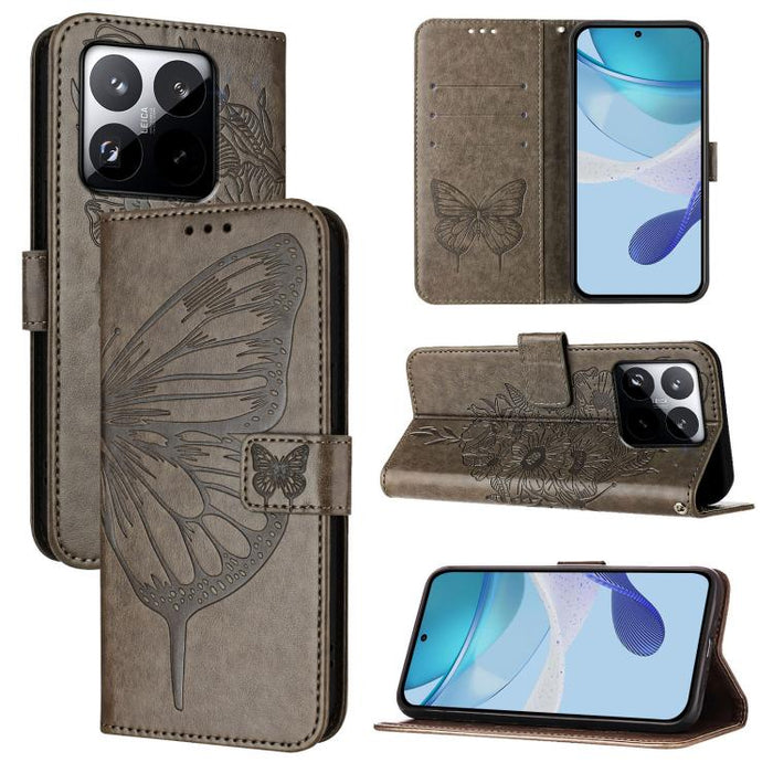 Funda de cuero para teléfono con diseño de mariposa en relieve, For Xiaomi 17 Max 5G, For Xiaomi 17T Pro 5G, For Xiaomi Poco M7 4G 169mm, For Xiaomi 15T Pro 5G, For Xiaomi 15T 5G, For Xiaomi Civi 5 Pro 5G, For Xiaomi 15S Pro 5G                         ...