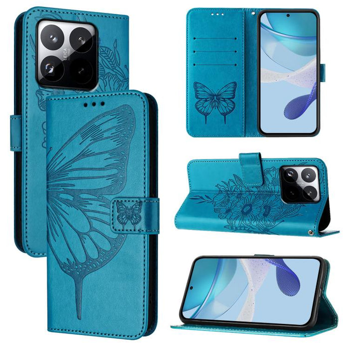 Funda de cuero para teléfono con diseño de mariposa en relieve, For Xiaomi 17 Max 5G, For Xiaomi 17T Pro 5G, For Xiaomi Poco M7 4G 169mm, For Xiaomi 15T Pro 5G, For Xiaomi 15T 5G, For Xiaomi Civi 5 Pro 5G, For Xiaomi 15S Pro 5G                         ...