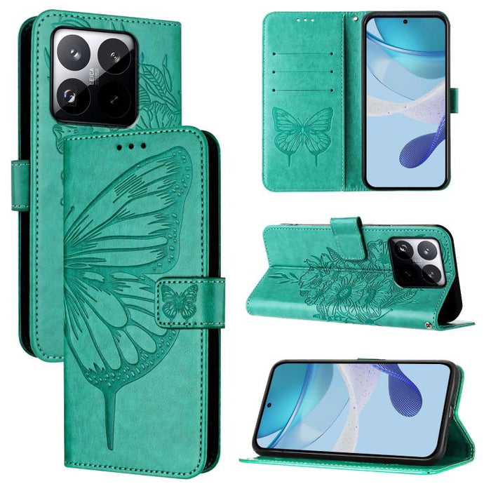 Funda de cuero para teléfono con diseño de mariposa en relieve, For Xiaomi 17 Max 5G, For Xiaomi 17T Pro 5G, For Xiaomi Poco M7 4G 169mm, For Xiaomi 15T Pro 5G, For Xiaomi 15T 5G, For Xiaomi Civi 5 Pro 5G, For Xiaomi 15S Pro 5G                         ...