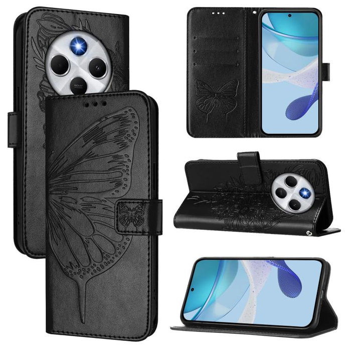 Funda de cuero para teléfono con diseño de mariposa en relieve, For Xiaomi 17 Max 5G, For Xiaomi 17T Pro 5G, For Xiaomi Poco M7 4G 169mm, For Xiaomi 15T Pro 5G, For Xiaomi 15T 5G, For Xiaomi Civi 5 Pro 5G, For Xiaomi 15S Pro 5G                         ...