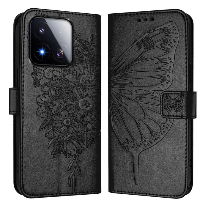Funda de cuero para teléfono con diseño de mariposa en relieve, For Xiaomi 17 Max 5G, For Xiaomi 17T Pro 5G, For Xiaomi Poco M7 4G 169mm, For Xiaomi 15T Pro 5G, For Xiaomi 15T 5G, For Xiaomi Civi 5 Pro 5G, For Xiaomi 15S Pro 5G                         ...