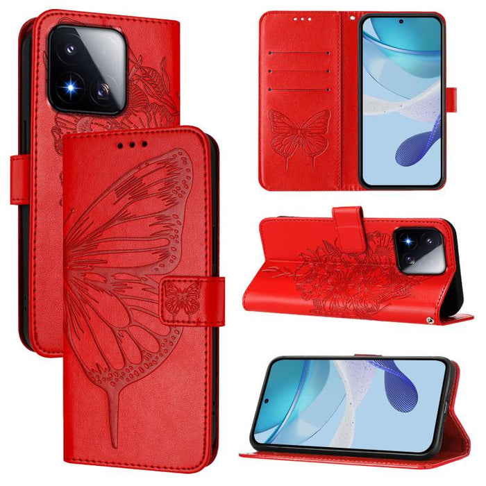 Funda de cuero para teléfono con diseño de mariposa en relieve, For Xiaomi 17 Max 5G, For Xiaomi 17T Pro 5G, For Xiaomi Poco M7 4G 169mm, For Xiaomi 15T Pro 5G, For Xiaomi 15T 5G, For Xiaomi Civi 5 Pro 5G, For Xiaomi 15S Pro 5G                         ...
