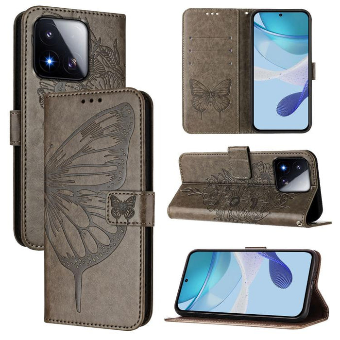 Funda de cuero para teléfono con diseño de mariposa en relieve, For Xiaomi 17 Max 5G, For Xiaomi 17T Pro 5G, For Xiaomi Poco M7 4G 169mm, For Xiaomi 15T Pro 5G, For Xiaomi 15T 5G, For Xiaomi Civi 5 Pro 5G, For Xiaomi 15S Pro 5G                         ...