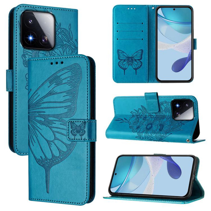 Funda de cuero para teléfono con diseño de mariposa en relieve, For Xiaomi 17 Max 5G, For Xiaomi 17T Pro 5G, For Xiaomi Poco M7 4G 169mm, For Xiaomi 15T Pro 5G, For Xiaomi 15T 5G, For Xiaomi Civi 5 Pro 5G, For Xiaomi 15S Pro 5G                         ...