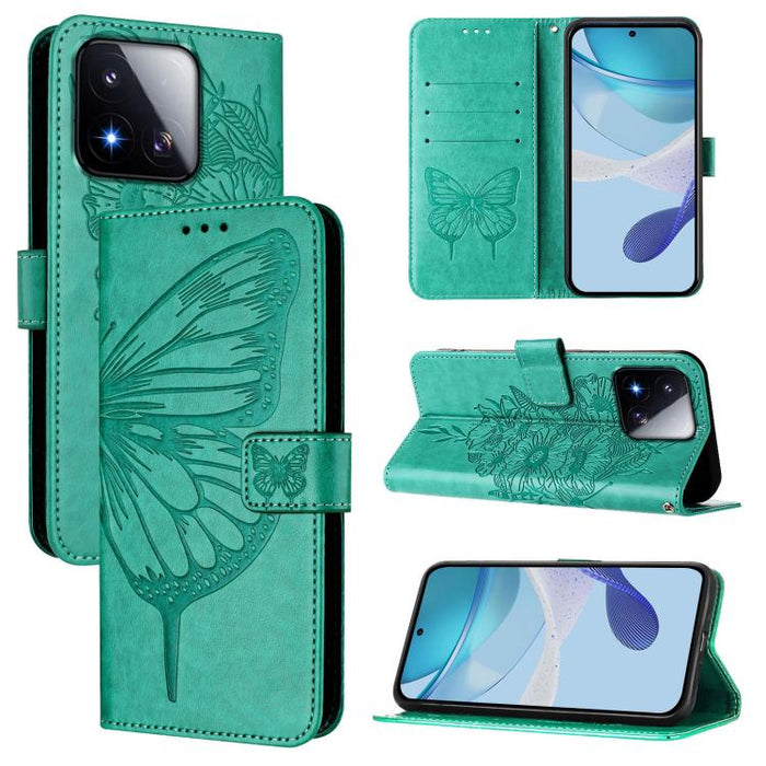 Funda de cuero para teléfono con diseño de mariposa en relieve, For Xiaomi 17 Max 5G, For Xiaomi 17T Pro 5G, For Xiaomi Poco M7 4G 169mm, For Xiaomi 15T Pro 5G, For Xiaomi 15T 5G, For Xiaomi Civi 5 Pro 5G, For Xiaomi 15S Pro 5G                         ...