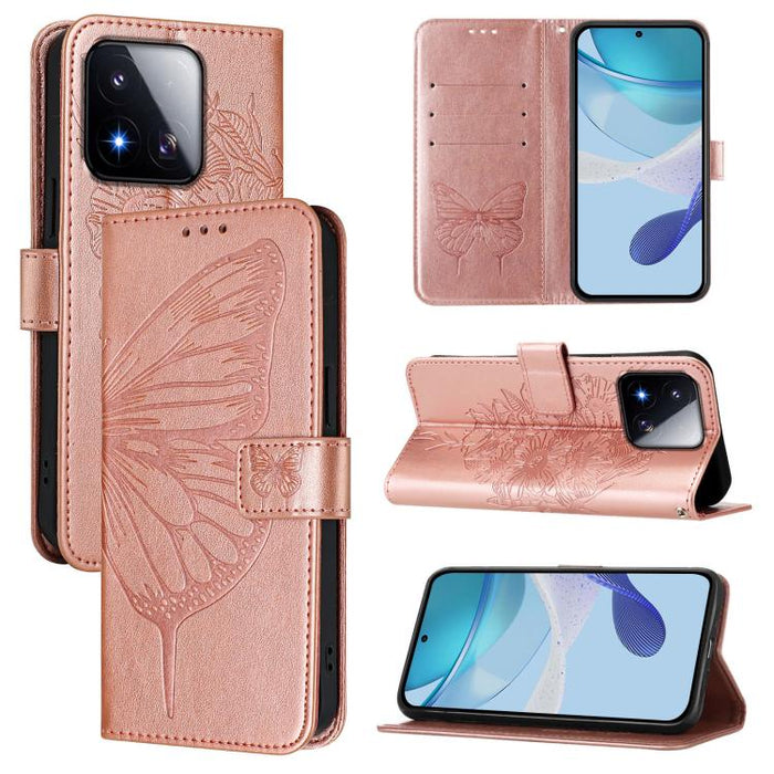 Funda de cuero para teléfono con diseño de mariposa en relieve, For Xiaomi 17 Max 5G, For Xiaomi 17T Pro 5G, For Xiaomi Poco M7 4G 169mm, For Xiaomi 15T Pro 5G, For Xiaomi 15T 5G, For Xiaomi Civi 5 Pro 5G, For Xiaomi 15S Pro 5G                         ...