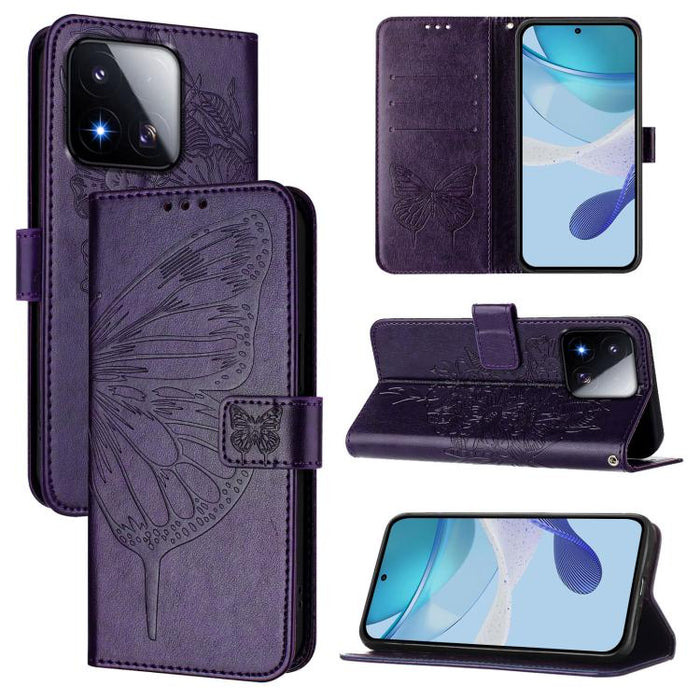 Funda de cuero para teléfono con diseño de mariposa en relieve, For Xiaomi 17 Max 5G, For Xiaomi 17T Pro 5G, For Xiaomi Poco M7 4G 169mm, For Xiaomi 15T Pro 5G, For Xiaomi 15T 5G, For Xiaomi Civi 5 Pro 5G, For Xiaomi 15S Pro 5G                         ...