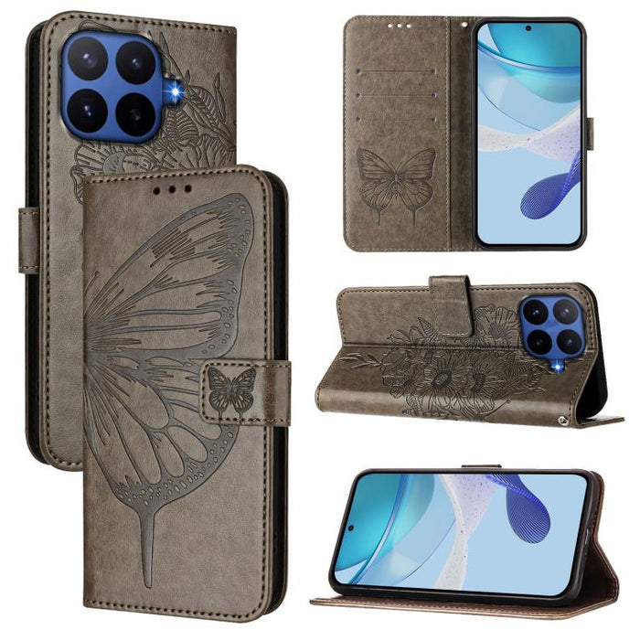 Funda de cuero para teléfono con diseño de mariposa en relieve, For Xiaomi 17 Max 5G, For Xiaomi 17T Pro 5G, For Xiaomi Poco M7 4G 169mm, For Xiaomi 15T Pro 5G, For Xiaomi 15T 5G, For Xiaomi Civi 5 Pro 5G, For Xiaomi 15S Pro 5G                         ...