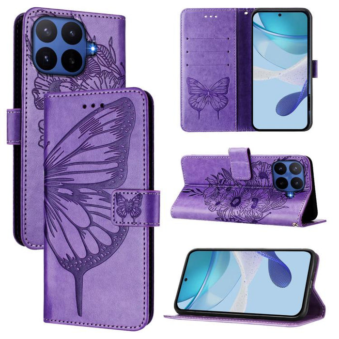 Funda de cuero para teléfono con diseño de mariposa en relieve, For Xiaomi 17 Max 5G, For Xiaomi 17T Pro 5G, For Xiaomi Poco M7 4G 169mm, For Xiaomi 15T Pro 5G, For Xiaomi 15T 5G, For Xiaomi Civi 5 Pro 5G, For Xiaomi 15S Pro 5G                         ...