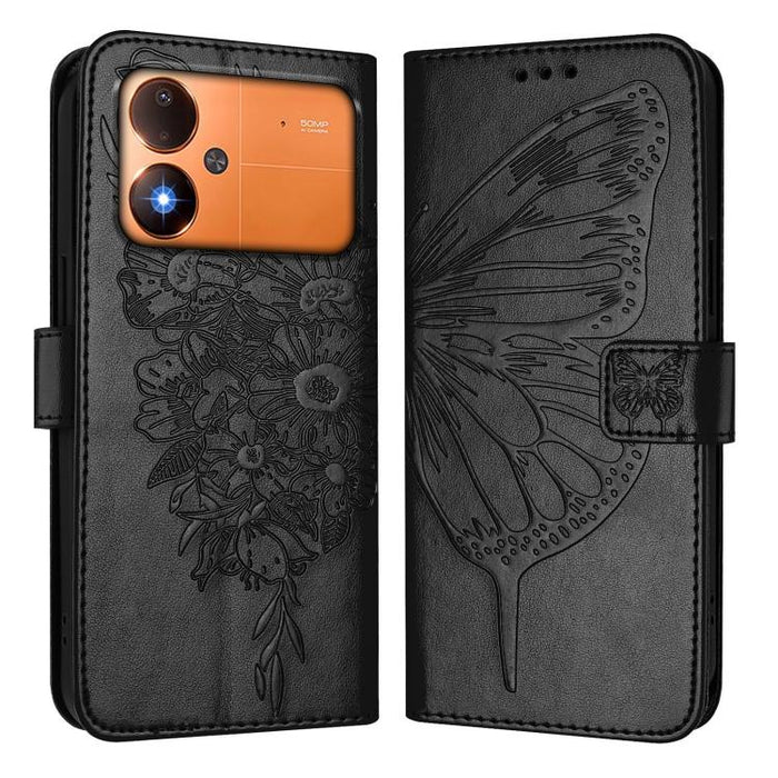Funda de cuero para teléfono con diseño de mariposa en relieve, For Xiaomi 17 Max 5G, For Xiaomi 17T Pro 5G, For Xiaomi Poco M7 4G 169mm, For Xiaomi 15T Pro 5G, For Xiaomi 15T 5G, For Xiaomi Civi 5 Pro 5G, For Xiaomi 15S Pro 5G                         ...