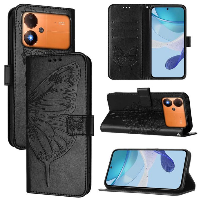Funda de cuero para teléfono con diseño de mariposa en relieve, For Xiaomi 17 Max 5G, For Xiaomi 17T Pro 5G, For Xiaomi Poco M7 4G 169mm, For Xiaomi 15T Pro 5G, For Xiaomi 15T 5G, For Xiaomi Civi 5 Pro 5G, For Xiaomi 15S Pro 5G                         ...