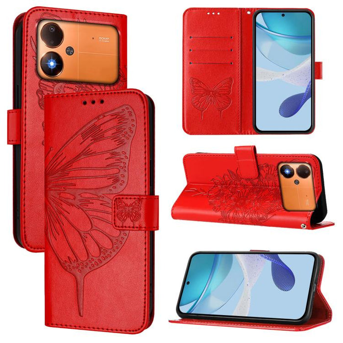 Funda de cuero para teléfono con diseño de mariposa en relieve, For Xiaomi 17 Max 5G, For Xiaomi 17T Pro 5G, For Xiaomi Poco M7 4G 169mm, For Xiaomi 15T Pro 5G, For Xiaomi 15T 5G, For Xiaomi Civi 5 Pro 5G, For Xiaomi 15S Pro 5G                         ...