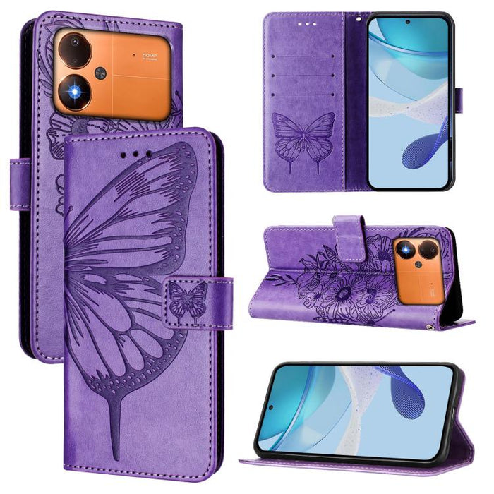 Funda de cuero para teléfono con diseño de mariposa en relieve, For Xiaomi 17 Max 5G, For Xiaomi 17T Pro 5G, For Xiaomi Poco M7 4G 169mm, For Xiaomi 15T Pro 5G, For Xiaomi 15T 5G, For Xiaomi Civi 5 Pro 5G, For Xiaomi 15S Pro 5G                         ...