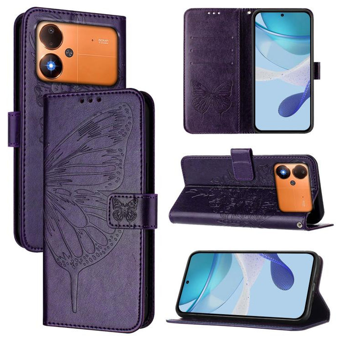 Funda de cuero para teléfono con diseño de mariposa en relieve, For Xiaomi 17 Max 5G, For Xiaomi 17T Pro 5G, For Xiaomi Poco M7 4G 169mm, For Xiaomi 15T Pro 5G, For Xiaomi 15T 5G, For Xiaomi Civi 5 Pro 5G, For Xiaomi 15S Pro 5G                         ...