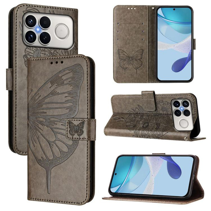 Funda de cuero para teléfono con diseño de mariposa en relieve, For Xiaomi 17 Max 5G, For Xiaomi 17T Pro 5G, For Xiaomi Poco M7 4G 169mm, For Xiaomi 15T Pro 5G, For Xiaomi 15T 5G, For Xiaomi Civi 5 Pro 5G, For Xiaomi 15S Pro 5G                         ...