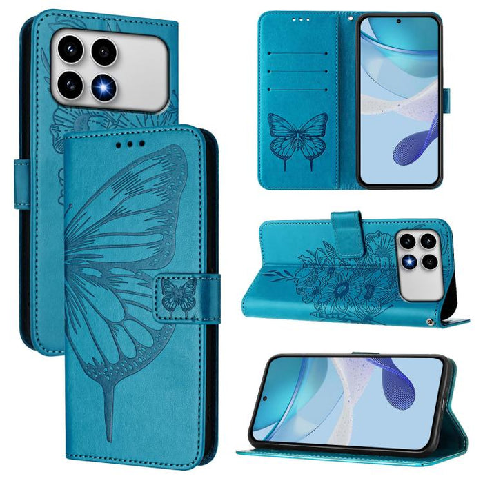 Funda de cuero para teléfono con diseño de mariposa en relieve, For Xiaomi 17 Max 5G, For Xiaomi 17T Pro 5G, For Xiaomi Poco M7 4G 169mm, For Xiaomi 15T Pro 5G, For Xiaomi 15T 5G, For Xiaomi Civi 5 Pro 5G, For Xiaomi 15S Pro 5G                         ...