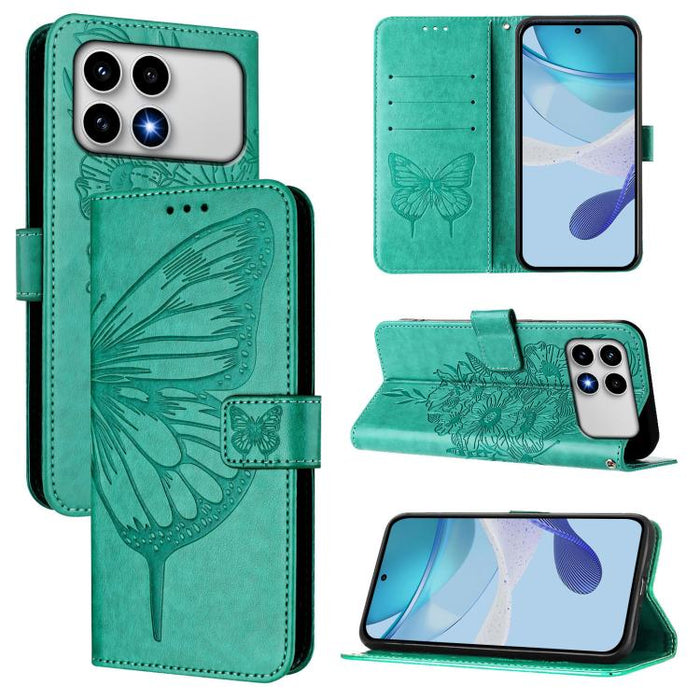 Funda de cuero para teléfono con diseño de mariposa en relieve, For Xiaomi 17 Max 5G, For Xiaomi 17T Pro 5G, For Xiaomi Poco M7 4G 169mm, For Xiaomi 15T Pro 5G, For Xiaomi 15T 5G, For Xiaomi Civi 5 Pro 5G, For Xiaomi 15S Pro 5G                         ...