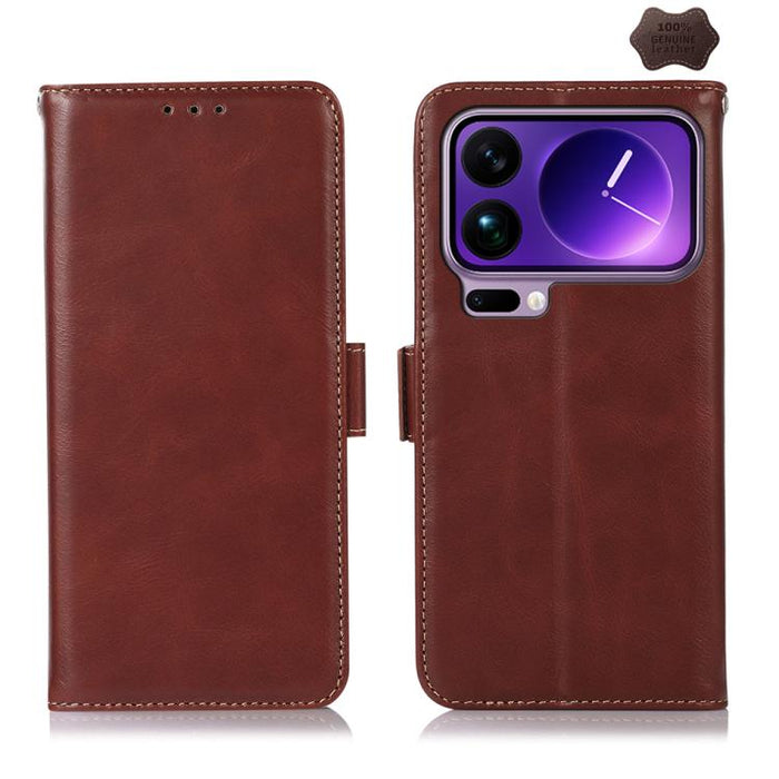 Funda para teléfono RFID de cuero genuino con textura de caballo loco magnético, For Xiaomi 17T Pro 5G, For Xiaomi 17T 5G, For Xiaomi 17 Pro, For Xiaomi 17, For Xiaomi 15T Pro 5G, For Xiaomi 15T 5G, For Xiaomi Poco X7 Pro, For Xiaomi 14T Pro           ...