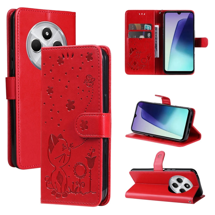Funda de cuero con tapa para teléfono con estampado de gato y abeja, For Redmi Turbo 5 Max / Poco X8 Pro Max 5G, For Redmi Turbo 5 / Poco X8 Pro 5G, For Redmi K90 Pro Max / Poco F8 Ultra, For Redmi K90 / Poco F8 Pro, For Redmi 15C 5G / 4G EU 173mm     ...
