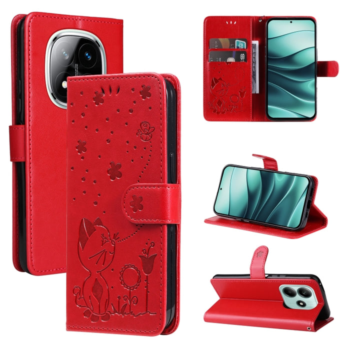 Funda de cuero con tapa para teléfono con estampado de gato y abeja, For Redmi Turbo 5 Max / Poco X8 Pro Max 5G, For Redmi Turbo 5 / Poco X8 Pro 5G, For Redmi K90 Pro Max / Poco F8 Ultra, For Redmi K90 / Poco F8 Pro, For Redmi 15C 5G / 4G EU 173mm     ...