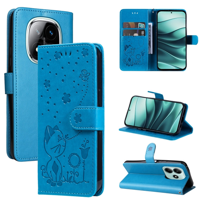 Funda de cuero con tapa para teléfono con estampado de gato y abeja, For Redmi Turbo 5 Max / Poco X8 Pro Max 5G, For Redmi Turbo 5 / Poco X8 Pro 5G, For Redmi K90 Pro Max / Poco F8 Ultra, For Redmi K90 / Poco F8 Pro, For Redmi 15C 5G / 4G EU 173mm     ...