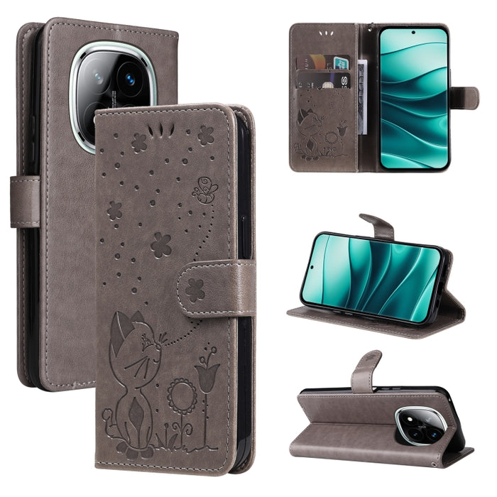 Funda de cuero con tapa para teléfono con estampado de gato y abeja, For Redmi Turbo 5 Max / Poco X8 Pro Max 5G, For Redmi Turbo 5 / Poco X8 Pro 5G, For Redmi K90 Pro Max / Poco F8 Ultra, For Redmi K90 / Poco F8 Pro, For Redmi 15C 5G / 4G EU 173mm     ...