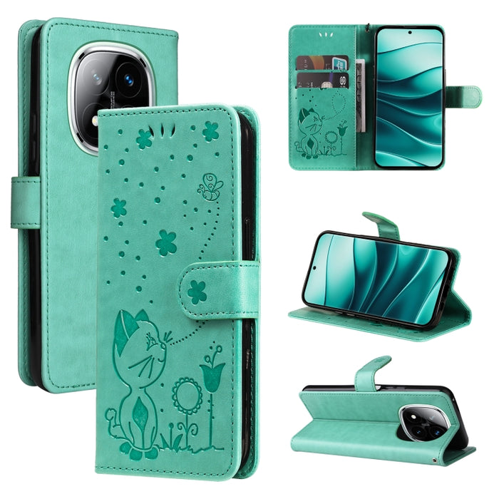 Funda de cuero con tapa para teléfono con estampado de gato y abeja, For Redmi Turbo 5 Max / Poco X8 Pro Max 5G, For Redmi Turbo 5 / Poco X8 Pro 5G, For Redmi K90 Pro Max / Poco F8 Ultra, For Redmi K90 / Poco F8 Pro, For Redmi 15C 5G / 4G EU 173mm     ...