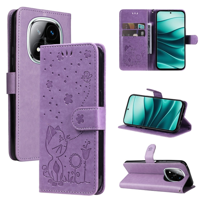 Funda de cuero con tapa para teléfono con estampado de gato y abeja, For Redmi Turbo 5 Max / Poco X8 Pro Max 5G, For Redmi Turbo 5 / Poco X8 Pro 5G, For Redmi K90 Pro Max / Poco F8 Ultra, For Redmi K90 / Poco F8 Pro, For Redmi 15C 5G / 4G EU 173mm     ...