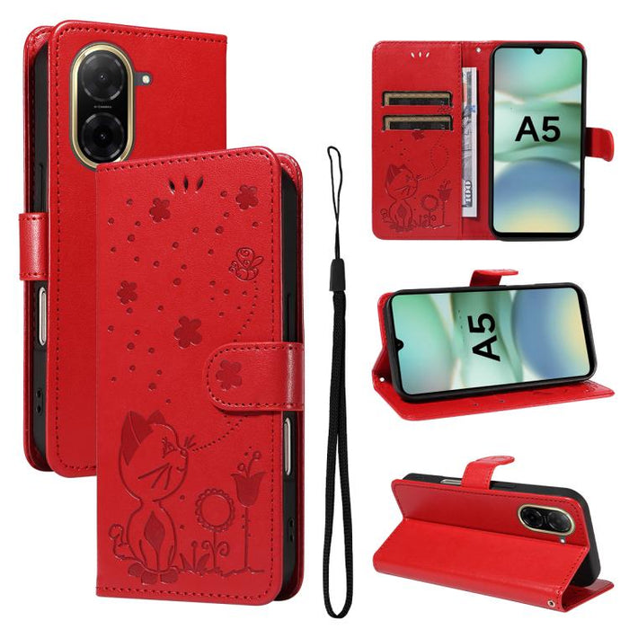 Funda de cuero con tapa para teléfono con estampado de gato y abeja, For Redmi Turbo 5 Max / Poco X8 Pro Max 5G, For Redmi Turbo 5 / Poco X8 Pro 5G, For Redmi K90 Pro Max / Poco F8 Ultra, For Redmi K90 / Poco F8 Pro, For Redmi 15C 5G / 4G EU 173mm     ...