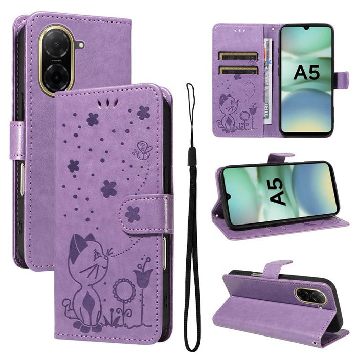 Funda de cuero con tapa para teléfono con estampado de gato y abeja, For Redmi Turbo 5 Max / Poco X8 Pro Max 5G, For Redmi Turbo 5 / Poco X8 Pro 5G, For Redmi K90 Pro Max / Poco F8 Ultra, For Redmi K90 / Poco F8 Pro, For Redmi 15C 5G / 4G EU 173mm     ...