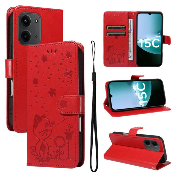 Funda de cuero con tapa para teléfono con estampado de gato y abeja, For Redmi Turbo 5 Max / Poco X8 Pro Max 5G, For Redmi Turbo 5 / Poco X8 Pro 5G, For Redmi K90 Pro Max / Poco F8 Ultra, For Redmi K90 / Poco F8 Pro, For Redmi 15C 5G / 4G EU 173mm     ...